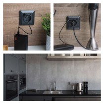 Steckdose mit USB-A+USB-C., anthrazit