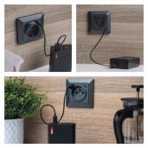 Zásuvka s USB-A+USB-C, antracit