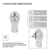 Winkelstecker für Verlängerungskabel, weiss