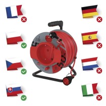 Predlžovací kábel na bubne 50 m / 1 zásuvka / červený / PVC / 230 V / 1,5 mm2