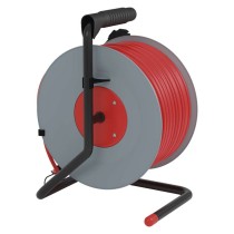 Predlžovací kábel na bubne 50 m / 1 zásuvka / červený / PVC / 230 V / 1,5 mm2