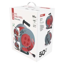 Prodlužovací kabel na bubnu, pevný střed / 50m / 4 zásuvky / červený / PVC / 230V / 1,5mm2