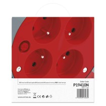 Przedłużacz zwijany 10 m / 4 gniazda / czerwony / PVC / 230 V / 1 mm2