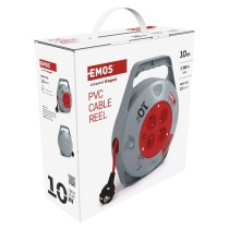 Przedłużacz zwijany 10 m / 4 gniazda / czerwony / PVC / 230 V / 1 mm2