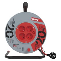 Przedłużacz bębnowy 20 m / 4 gniazda / czerwony / PVC / 230 V / 1 mm2