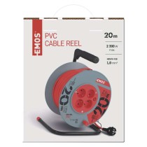 Przedłużacz bębnowy 20 m / 4 gniazda / czerwony / PVC / 230 V / 1 mm2