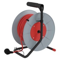 Predlžovací kábel na bubne 25 m / 4 zásuvky / červený / PVC / 230 V / 1 mm2