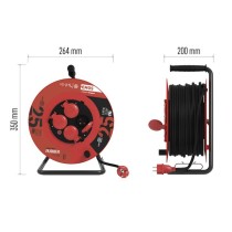 Vonkajší predlžovací kábel na bubne 25 m / 4 zásuvky / čierny / guma / 230 V / 1,5 mm2