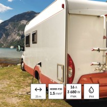 Vonkajší predlžovací kábel na bubne 25 m / 4 zásuvky / čierny / guma / 230 V / 1,5 mm2