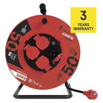 Przedłużacz bębnowy ogrodowy 50 m / 4 gniazda / czarny / guma / 230 V / 1,5 mm2