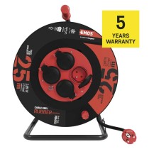 Venkovní prodlužovací kabel na bubnu 25 m / 4 zás. / černý / guma-neopren / 230V / 2,5 mm2