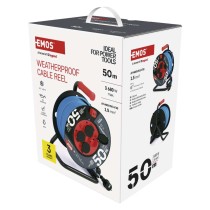 Počasí odolný prodluž. kabel na bubnu 50 m / 4 zásuvky / modrý / PVC / 230 V / 1,5 mm2