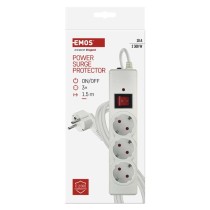EMOS Túlfeszültségvédő 3 aljzat, 1,5 m, fehér