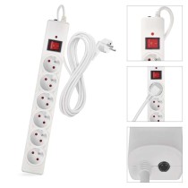Přepěťová ochrana – 6 zásuvek, 3 m, bílá