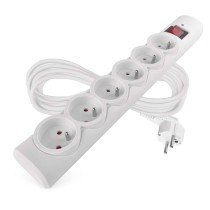 Přepěťová ochrana – 6 zásuvek, 5 m, bílá