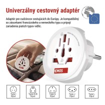 Cestovný univerzálny adaptér pre cudzincov do stred. Európy