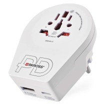 Cestovný univerzálny adaptér pre cudzincov do strednej Európy, 1×USB-C, 1×USB-A