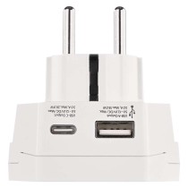 Cestovný univerzálny adaptér pre cudzincov do strednej Európy, 1×USB-C, 1×USB-A