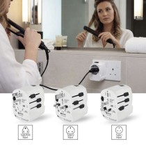 Universal Reiseadapter für Ausland – Amerika, Asien, Afrika, 1×USB-C, 1×USB-A
