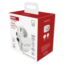 Universal Reiseadapter für Ausland – Amerika, Asien, Afrika, 1×USB-C, 1×USB-A