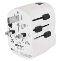Universal Reiseadapter für Ausland – Amerika, Asien, Afrika, 1×USB-C, 1×USB-A