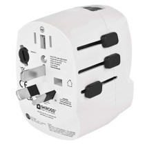 Universal Reiseadapter für Ausland – Amerika, Asien, Afrika, 1×USB-C, 1×USB-A