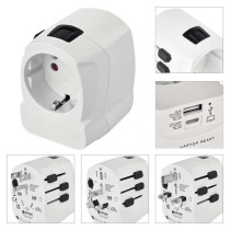 Universal Reiseadapter für Ausland – Amerika, Asien, Afrika, 1×USB-C, 1×USB-A