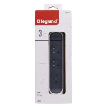 Legrand predlžovací kábel 1,5 m / 3 zásuvky / s vypínačom / biely-čierny / PVC / 1 mm2