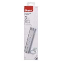 Legrand predlžovací kábel 1 m / 3 zásuvky / s USB / hliník-biela / PVC / 1,5 mm2
