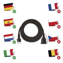 Kültéri hosszabbító 5 m / 1 aljzat / fekete / gumi-neoprén / 250 V / 1,5 mm2