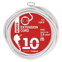 Hosszabbító 10 m / 1 aljzat / fehér / PVC / 1,5 mm2