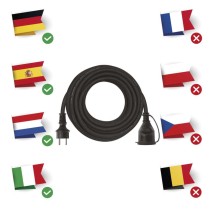 Hosszabbító 10 m / 1 aljzat / fekete / gumi-neoprén / 250 V / 2,5 mm2