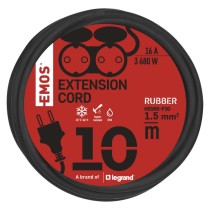 Hosszabbító 10 m / 2 aljzat / fekete / gumi / 250 V / 1,5 mm2