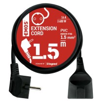 Hosszabbító 1,5 m / 1 aljzat / fekete / PVC / 1,5 mm2