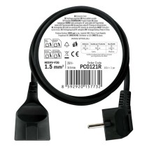 Hosszabbító 1,5 m / 1 aljzat / fekete / PVC / 1,5 mm2