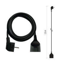 Hosszabbító 1,5 m / 1 aljzat / fekete / PVC / 1,5 mm2