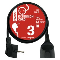 Hosszabbító 3 m / 1 aljzat / fekete / PVC / 1,5 mm2