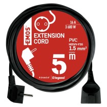 Hosszabbító 5 m / 1 aljzat / fekete / PVC / 1,5 mm2