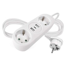 Steckdosenleiste – 2 Steckdosen+2×USB-A+1×USB-C, 1,4 m, 1,5 mm2, weiss