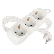 Hosszabbító 2 m / 3 aljzat / fehér / PVC / 1 mm2