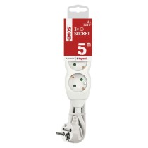 Hosszabbító 5 m / 3 aljzat / fehér / PVC / 1,5 mm2