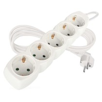 Prailginimo laidas 2 m / 5 lizdai / baltas / PVC / 1 mm2