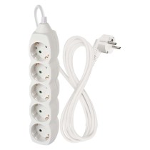 Prailginimo laidas 2 m / 5 lizdai / baltas / PVC / 1 mm2