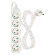 Prailginimo laidas 2 m / 5 lizdai / baltas / PVC / 1 mm2