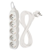 Hosszabbító 5 m / 5 aljzat / fehér / PVC / 1,5 mm2