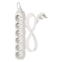 Prailginimo laidas 1,4 m / 6 lizdai / baltas / PVC / 1 mm2