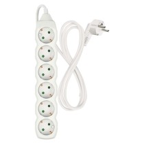 Prailginimo laidas 1,4 m / 6 lizdai / baltas / PVC / 1 mm2