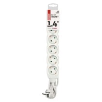 Prailginimo laidas 1,4 m / 6 lizdai / baltas / PVC / 1 mm2