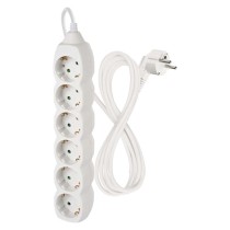Ilgintuvas 2 m / 6 lizdai / baltas / PVC / 1 mm2 