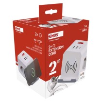 Steckdosenwürfel 2 m / 2 Steckdosen / weiß / 2×USB-A+1×USB-C+Qi / 1,5 mm2